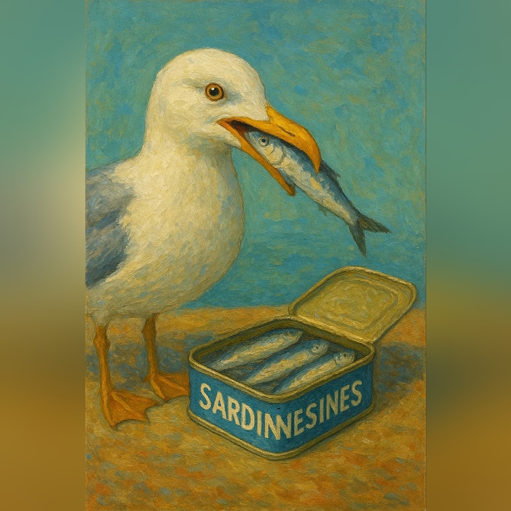Seagull with Sardines Art Print